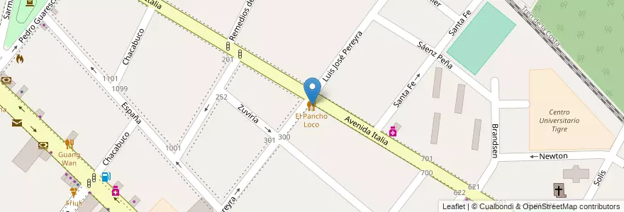 Mapa de ubicacion de El Pancho Loco en Arjantin, Buenos Aires, Partido De Tigre, Tigre.