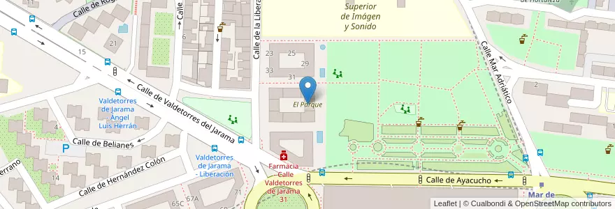 Mapa de ubicacion de El Parque en إسبانيا, منطقة مدريد, منطقة مدريد, Área Metropolitana De Madrid Y Corredor Del Henares, مدريد.