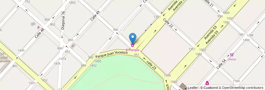Mapa de ubicacion de El Parque, Casco Urbano en آرژانتین, استان بوئنوس آیرس, Partido De La Plata, La Plata.