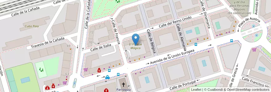 Mapa de ubicacion de El Parque Mágico en Spanien, Autonome Gemeinschaft Madrid, Autonome Gemeinschaft Madrid, Área Metropolitana De Madrid Y Corredor Del Henares, Torrejón De Ardoz.