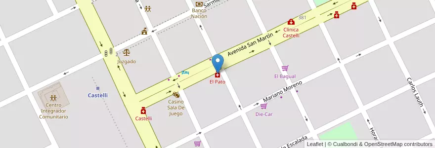 Mapa de ubicacion de El Pato en アルゼンチン, チャコ州, Departamento General Güemes, Municipio De Juan José Castelli, Juan José Castelli, Juan Jose Castelli.