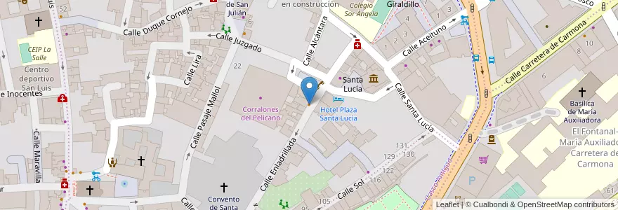 Mapa de ubicacion de El Pelicano en スペイン, アンダルシア州, Sevilla, セビリア.