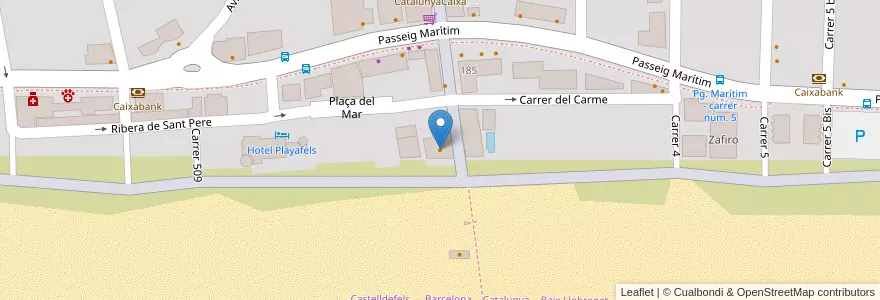 Mapa de ubicacion de El Pendulo en İspanya, Baix Llobregat, Castelldefels.