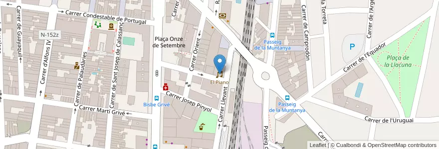 Mapa de ubicacion de El Piano en Espanha, Catalunha, Barcelona, Vallès Oriental, Granollers.