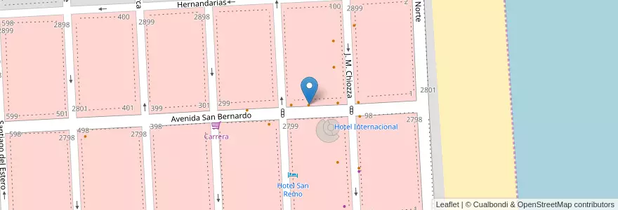 Mapa de ubicacion de El Piave en 아르헨티나, San Bernardo Del Tuyú.