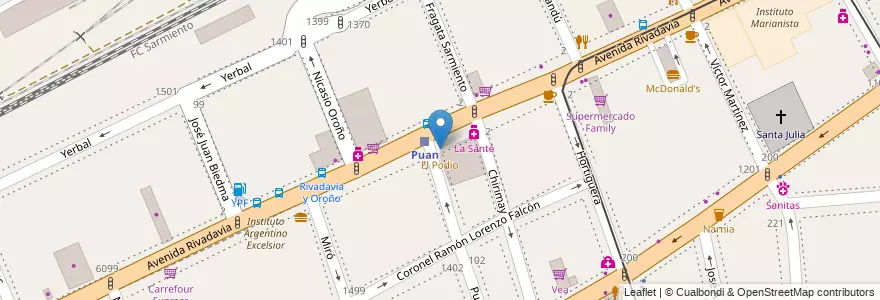 Mapa de ubicacion de El Podio, Caballito en アルゼンチン, Ciudad Autónoma De Buenos Aires, Comuna 7, ブエノスアイレス, Comuna 6.
