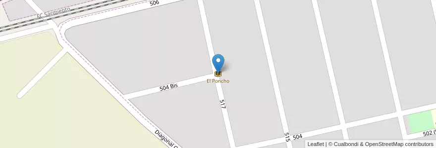 Mapa de ubicacion de El Poncho en Argentinië, Buenos Aires, Partido De Mercedes.
