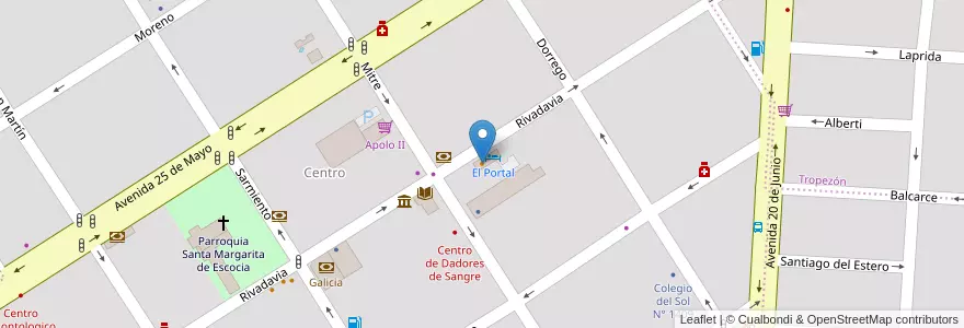 Mapa de ubicacion de El Portal en Arjantin, Santa Fe, Departamento San Jerónimo, Municipio De Gálvez, Gálvez.