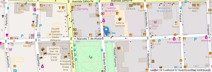 Mapa de ubicacion de El Porteño, Recoleta en Argentinië, Ciudad Autónoma De Buenos Aires, Comuna 2, Buenos Aires.