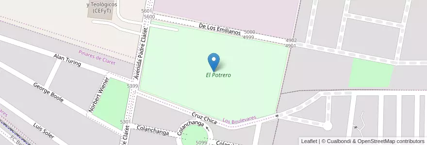 Mapa de ubicacion de El Potrero en 아르헨티나, Córdoba, Departamento Capital, Pedanía Capital, Córdoba, Municipio De Córdoba.