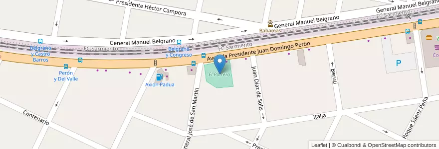 Mapa de ubicacion de El Potrero en アルゼンチン, ブエノスアイレス州, Partido De Merlo, San Antonio De Padua.