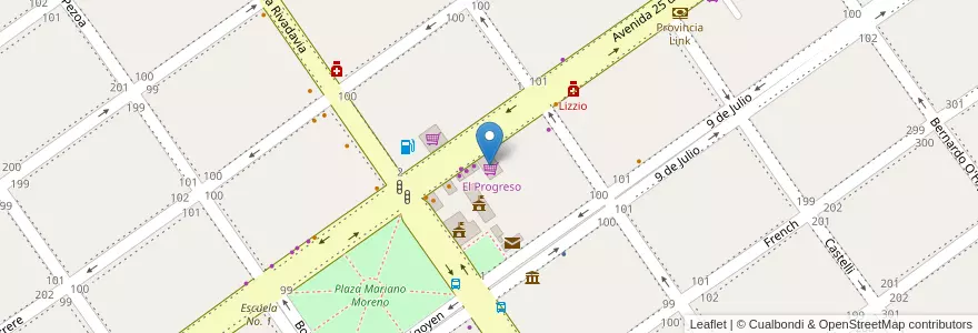Mapa de ubicacion de El Progreso en アルゼンチン, ブエノスアイレス州, Partido De San Vicente.