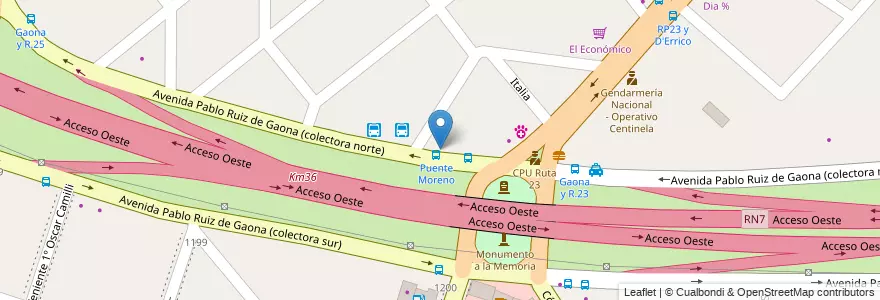 Mapa de ubicacion de El Puente en Argentinien, Provinz Buenos Aires, Partido De Moreno, Moreno.
