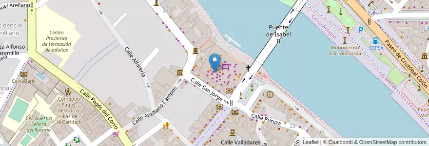 Mapa de ubicacion de El puesto número 22 en スペイン, アンダルシア州, Sevilla, セビリア.