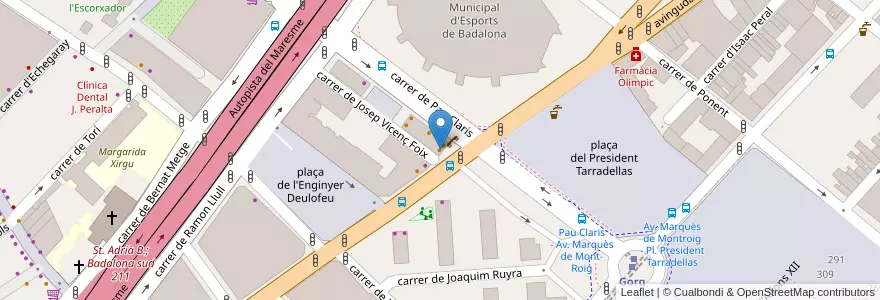 Mapa de ubicacion de El punt en 西班牙, Catalunya, Barcelona, Barcelonès, Badalona.