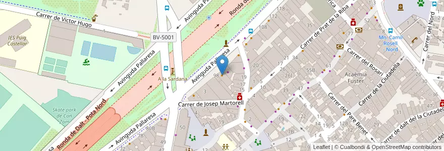 Mapa de ubicacion de El Quijote de Santa Coloma en Sepanyol, Catalunya, Barcelona, Barcelonès, Santa Coloma De Gramenet.