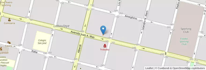 Mapa de ubicacion de El Quincho 2 en アルゼンチン, コルドバ州, Departamento Presidente Roque Sáenz Peña, Pedanía La Amarga, Municipio De Laboulaye, Laboulaye.