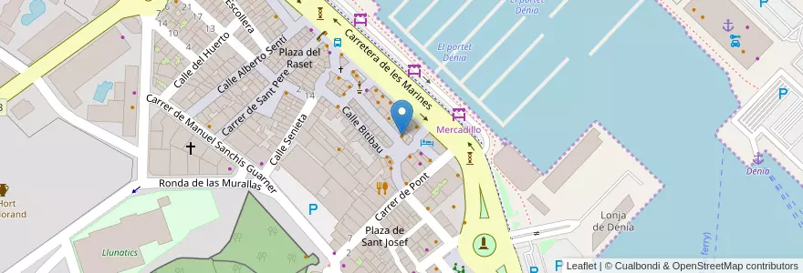 Mapa de ubicacion de El Raset en 스페인, Comunitat Valenciana, Alacant / Alicante, La Marina Alta, Dénia.