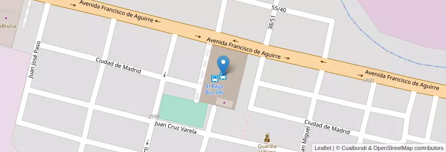 Mapa de ubicacion de El Rayo Bus SRL en アルゼンチン, トゥクマン州, San Miguel De Tucumán, Departamento Capital, San Miguel De Tucumán.