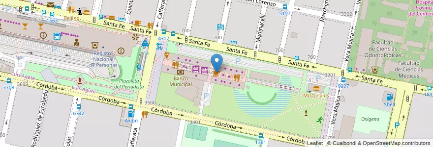 Mapa de ubicacion de El Real en 阿根廷, Santa Fe, Departamento Rosario, Municipio De Rosario, 罗萨里奥.