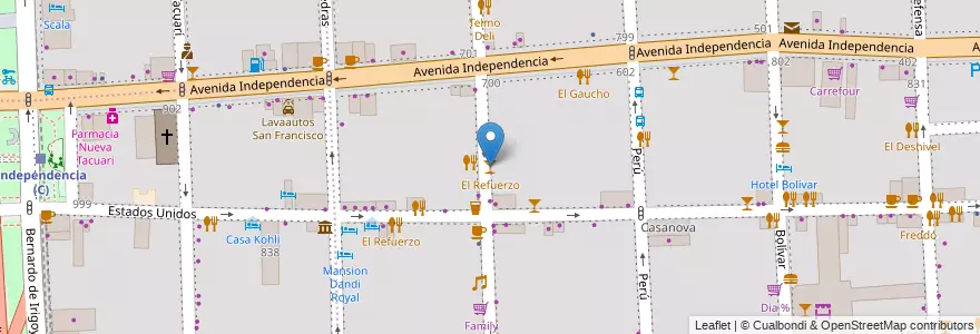 Mapa de ubicacion de El Refuerzo, San Telmo en 아르헨티나, Ciudad Autónoma De Buenos Aires, Comuna 1, 부에노스아이레스.
