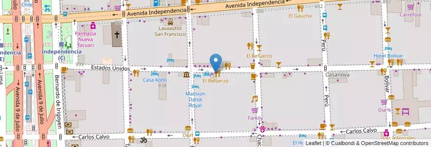 Mapa de ubicacion de El Refuerzo, San Telmo en Argentina, Autonomous City Of Buenos Aires, Comuna 1, Autonomous City Of Buenos Aires.
