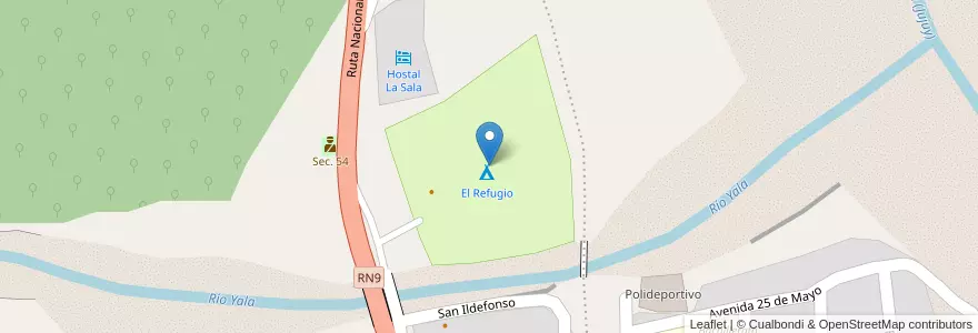 Mapa de ubicacion de El Refugio en Arjantin, Jujuy, Departamento Doctor Manuel Belgrano, Municipio De Yala.