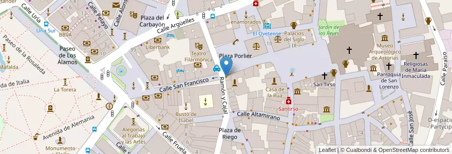 Mapa de ubicacion de El Reloj de Porlier en Spanien, Asturien, Asturien, Oviedo.