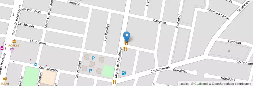 Mapa de ubicacion de El Retablo en Arjantin, Şili, Mendoza, Departamento Guaymallén, Distrito Villa Nueva.