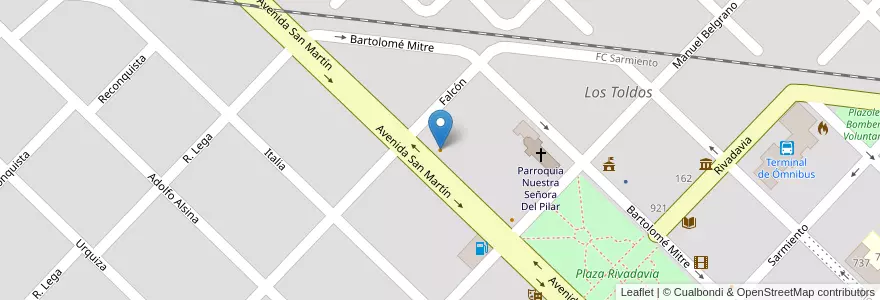 Mapa de ubicacion de El Rey del Bife en Аргентина, Буэнос-Айрес, Partido De General Viamonte, Los Toldos.