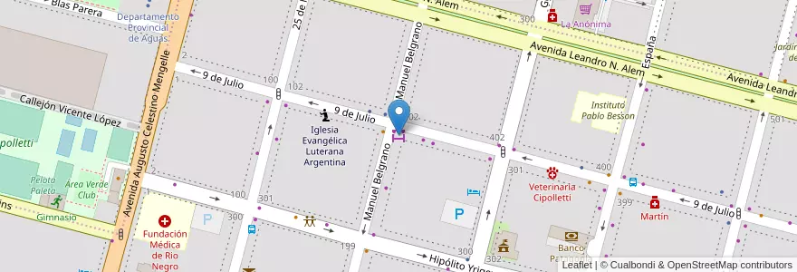 Mapa de ubicacion de El Rey del Fiambre en Arjantin, Şili, Río Negro, Cipolletti, Departamento General Roca.