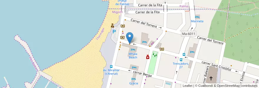 Mapa de ubicacion de el rey del helado en スペイン, バレアレス諸島, España (Mar Territorial), バレアレス諸島, Migjorn.