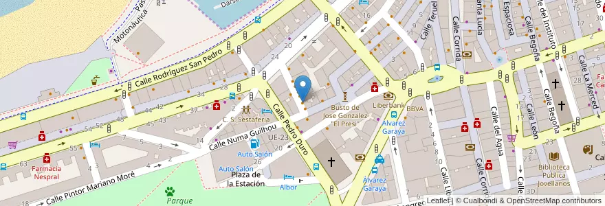 Mapa de ubicacion de El Rincon de Chus en スペイン, アストゥリアス州, アストゥリアス州, Gijón/Xixón.