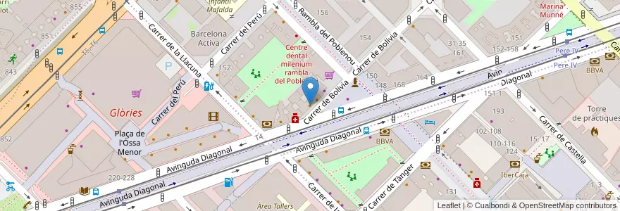 Mapa de ubicacion de El rincón de Glorias en إسبانيا, كتالونيا, برشلونة, بارسلونس, Barcelona.