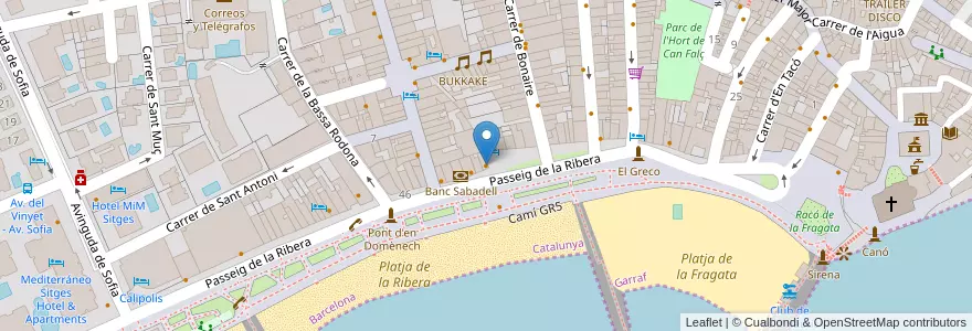 Mapa de ubicacion de El Rincon De Pepe en اسپانیا, Catalunya, Barcelona, Garraf, Sitges.