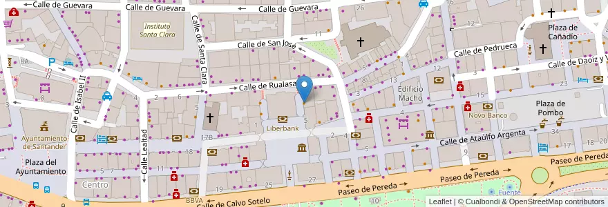 Mapa de ubicacion de El Rincón de Teo en Испания, Кантабрия, Кантабрия, Santander, Santander.