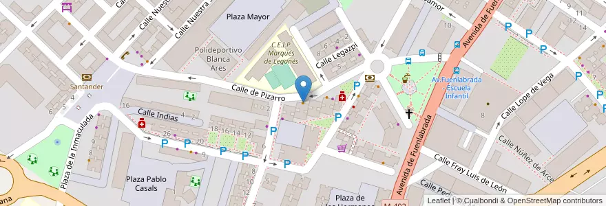 Mapa de ubicacion de El rincón del Poli en Spanien, Autonome Gemeinschaft Madrid, Autonome Gemeinschaft Madrid, Área Metropolitana De Madrid Y Corredor Del Henares, Leganés.