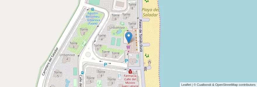 Mapa de ubicacion de El Saladar en Espanha, Comunidade Valenciana, Alacant / Alicante, L'Alacantí, Alacant / Alicante.