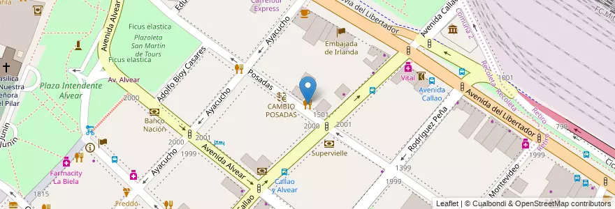 Mapa de ubicacion de El Sanjuanino, Recoleta en الأرجنتين, Ciudad Autónoma De Buenos Aires, Comuna 1, Buenos Aires.