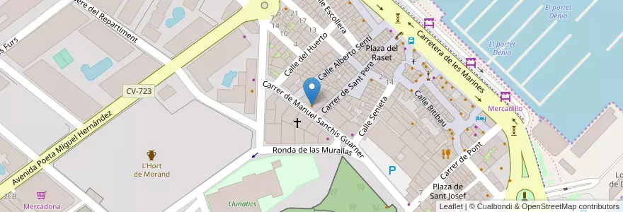 Mapa de ubicacion de El Senyoret en Spain, Valencian Community, Alacant / Alicante, La Marina Alta, Dénia.