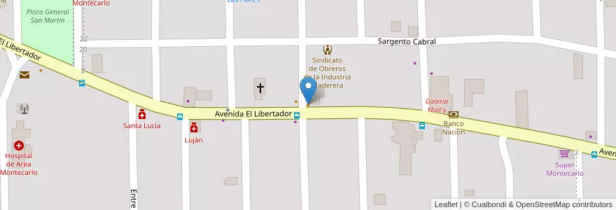 Mapa de ubicacion de El Shaddai Restaurante Café - Heladería en 아르헨티나, Misiones, Departamento Montecarlo, Municipio De Montecarlo, Montecarlo.