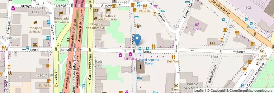 Mapa de ubicacion de El Socorro, Retiro en Аргентина, Буэнос-Айрес, Comuna 1, Буэнос-Айрес.