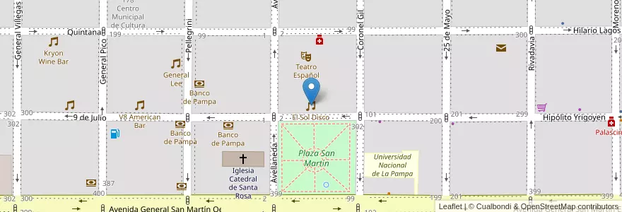 Mapa de ubicacion de El Sol Disco en Arjantin, La Pampa, Municipio De Santa Rosa, Departamento Capital, Santa Rosa.