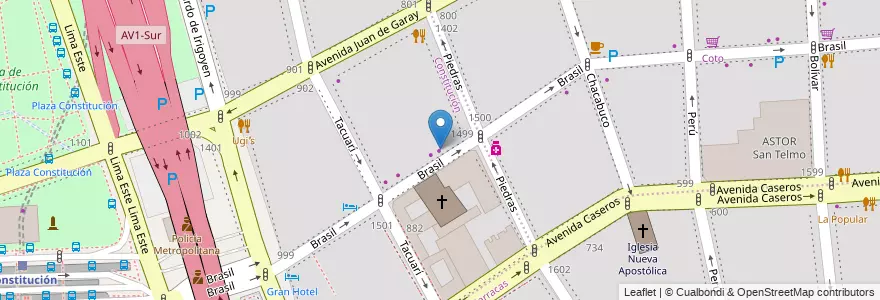 Mapa de ubicacion de El Solcito de Catalina, Constitucion en 阿根廷, Ciudad Autónoma De Buenos Aires, Comuna 4, Comuna 1, 布宜诺斯艾利斯.