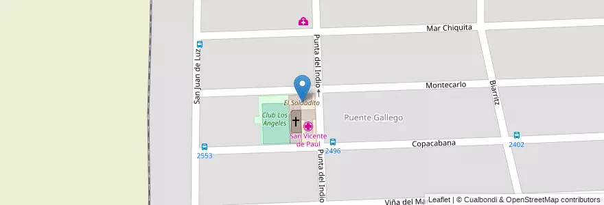 Mapa de ubicacion de El Soldadito en アルゼンチン, サンタフェ州, Departamento Rosario, Municipio De Rosario, ロサリオ.