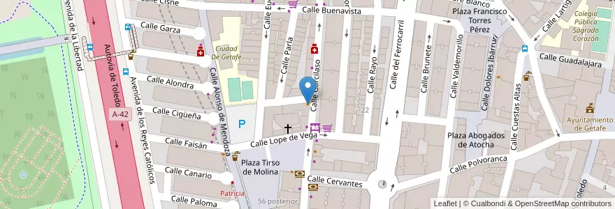 Mapa de ubicacion de El Tadeo en Spain, Community Of Madrid, Community Of Madrid, Área Metropolitana De Madrid Y Corredor Del Henares, Getafe.