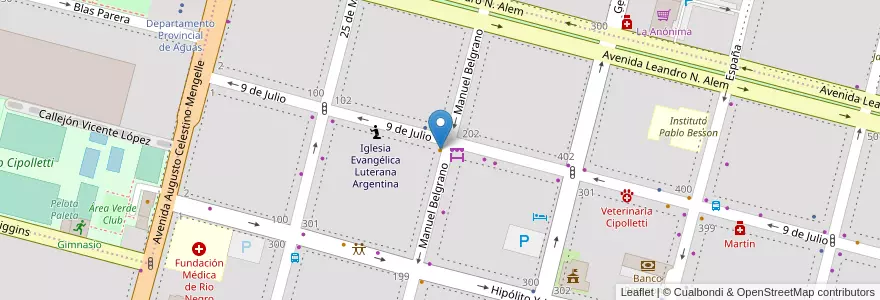 Mapa de ubicacion de El Tano en 아르헨티나, 칠레, 리오네그로주, Cipolletti, Departamento General Roca.