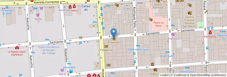 Mapa de ubicacion de El teatrito, San Nicolas en アルゼンチン, Ciudad Autónoma De Buenos Aires, ブエノスアイレス.