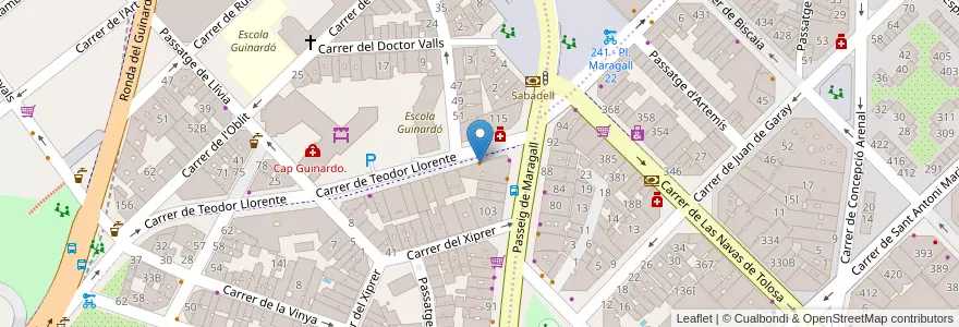 Mapa de ubicacion de El Traga tió en Испания, Каталония, Барселона, Барселонес, Барселона.
