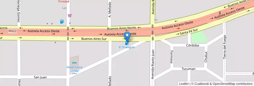 Mapa de ubicacion de El Triangulo en アルゼンチン, チリ, ネウケン州, Departamento Confluencia, Municipio De Plottier, Plottier.